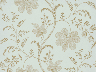Little Greene papier peint Bedford Square - Larimar bleu clair avec ocre jaune