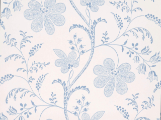 Papier peint fleuri blanc et bleu Bedford Square - Porcelaine