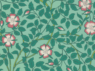 Papier peint floral coloré Little Greene Briar Rose - Green Verditer