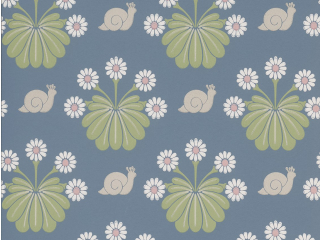 Burges Snail - Juniper papier peint bleu profond avec des animaux et des fleurs de Little Greene