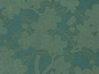 Groen papier peint à fleurs Camellia - Teal avec des accents jaune ocre de Little Greene