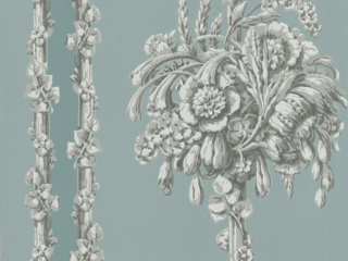 Un papier peint classique avec des fleurs Chelsea Bridge - Archive Blue de Little Greene