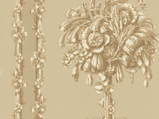 Little Greene Chelsea Bridge - Halcyon un papier peint jaune/marron qui est richement orné de fleurs et de feuilles