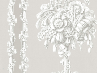 Chelsea Bridge - Hush est un papier peint aux tons gris et présente des fleurs pour un motif classique