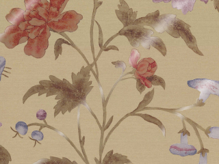 Beige papier peint avec de grandes fleurs colorées China Rose - Bronze de Little Greene