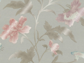 Little Greene papier peint avec des fleurs Chine Rose - French Grey Lustre de grande taille et multicolores