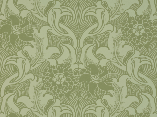 Dahlia Scroll - Papier peint vert à pois de Little Greene