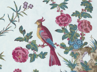 Papier peint Fleurs et Oiseaux Darwin - Azure de Little Greene