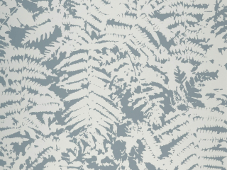 Papier peint bleu avec de grandes feuilles grises Fern - Clearing de Little Greene