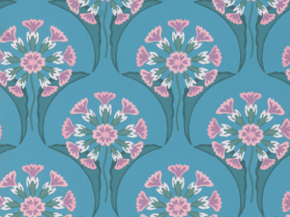 Hencroft - Azure un papier peint bleu clair avec de petites fleurs roses