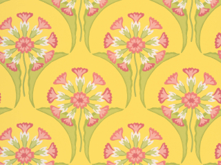 Little Greene Hencroft - Punch papier peint jaune avec des fleurs d'un style élégant