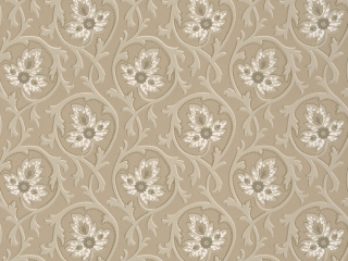 Papier peint de couleur taupe avec motif de volutes et de fleurs Hoja - Portland Stone
