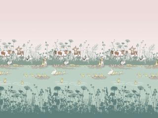 Little Greene papier peint Aventures au bord de la rivière Coin-coin