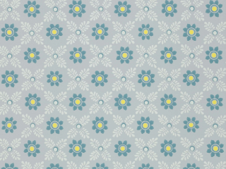 Papier peint à fleurs bleu au style des années 70, apparence Ditsy Block - Bone China Blue