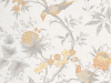 Little Greene Brooke House - Cinder papier peint avec des oiseaux gris et des fleurs orange