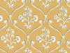 Cranford - Wheat papier peint de Little Greene de couleur ocre jaune avec des volutes et des fleurs blanches