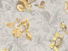 Little Greene papier peint Crowe Hall Lane - Gilt avec des oiseaux jaunes et des fleurs