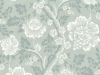 Papier peint floral élégant avec de grandes fleurs et des feuilles dans des tons verts/bleus Gustav - Cloud