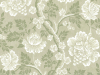Papier peint floral avec un fond vert sur lequel se trouvent des fleurs élégantes aux teintes blanches Gustav - Dalarna