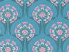 Hencroft - Azure un papier peint bleu clair avec de petites fleurs roses