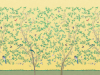 Little Greene Belton Scenic - Sunbeam papier peint avec un arrière-plan jaune et des arbres