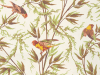 Beige papier peint avec des graminées ornementales vertes et brunes sur lesquelles se trouvent des oiseaux Great Ormond Street - Galette de Little Greene
