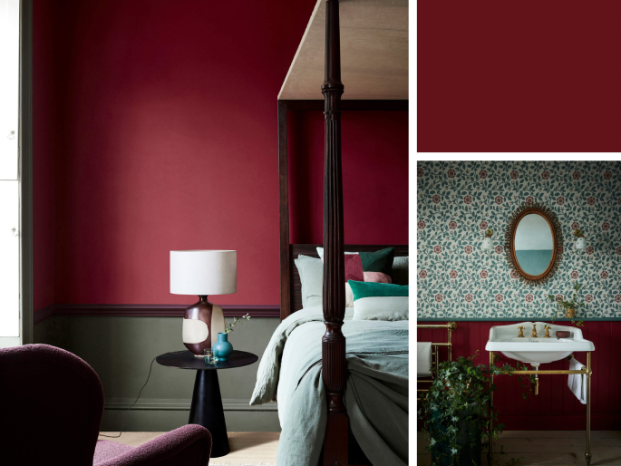 Little Greene - Baked Cherry 14 dans la chambre au-dessus d'un lambris