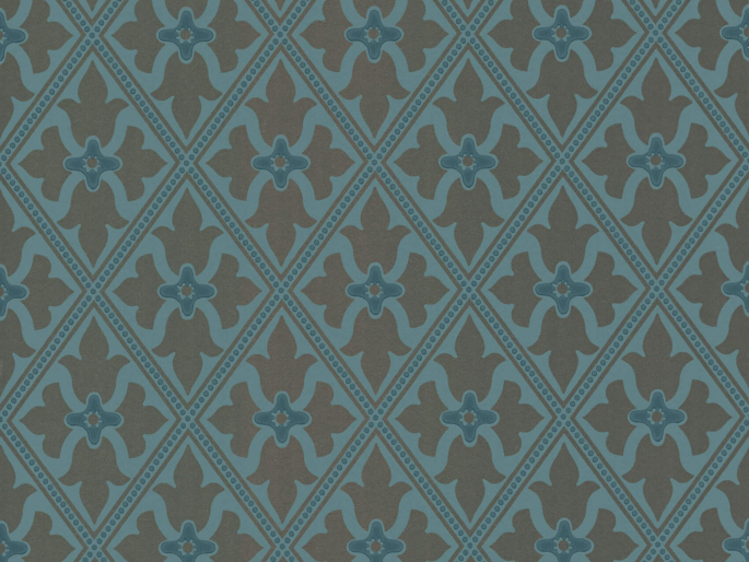 Papier peint à motifs bleu et marron Bayham Abbey - Celestial de Little Greene