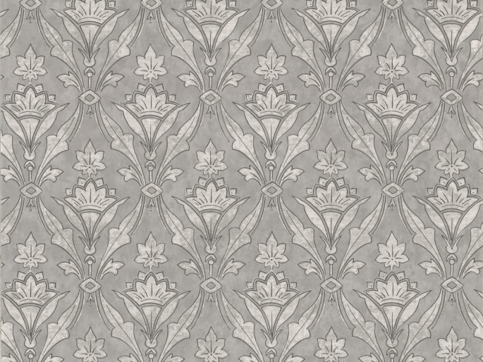 Papier peint gris au motif classique Borough High Street - Trace de Little Greene