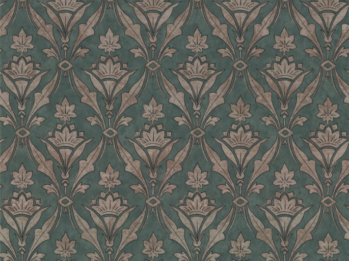 Little Greene Borough High Street - Weld papier peint avec un fond bleu/vert