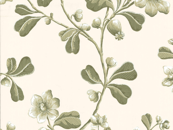 Little Greene Broadwick Street - Garden papier peint richement décoré de fleurs vertes et de feuilles