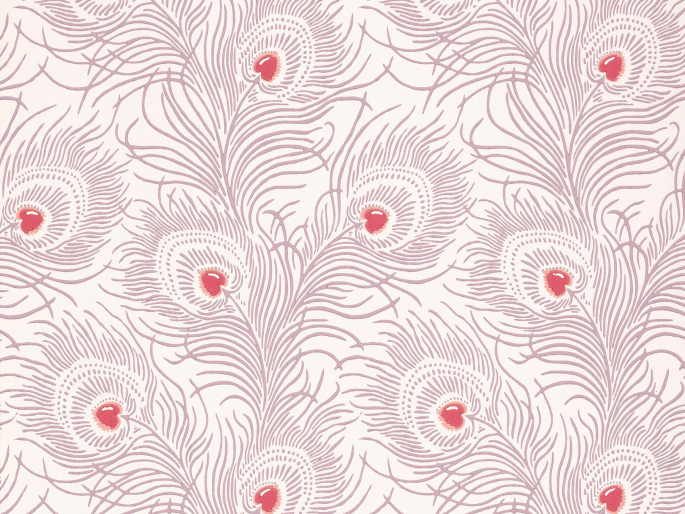 Papier peint rose avec des plumes de paon de Little Greene Carlton House Terrace - Valentine