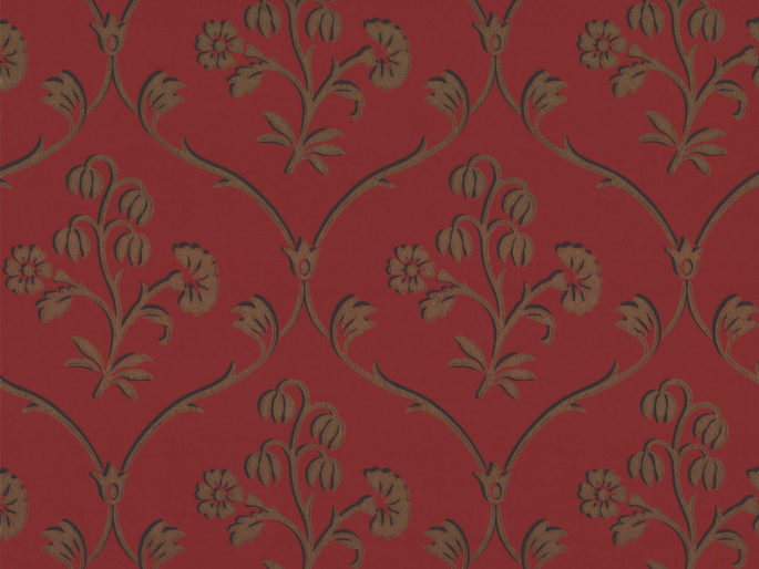 Rouge foncé Little Greene papier peint Cranford - Cherry Gold