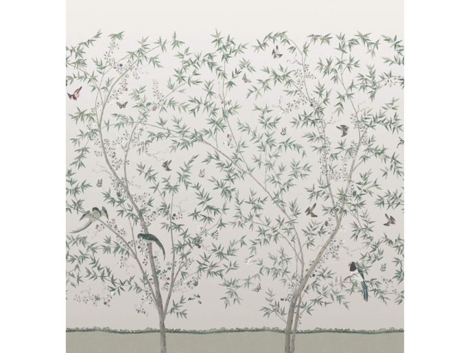 Little Greene Belton Scenic - Oyster papier peint répétition du motif