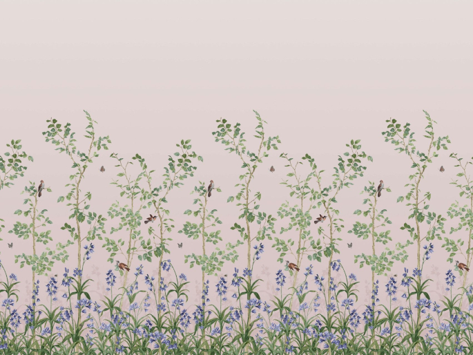 Bird & Bluebell - Papier peint Kaolin Little Greene