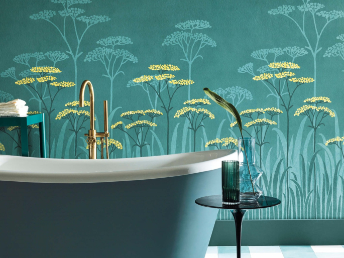 Photo détaillée d'Achillea - Aurora papier peint de Little Greene