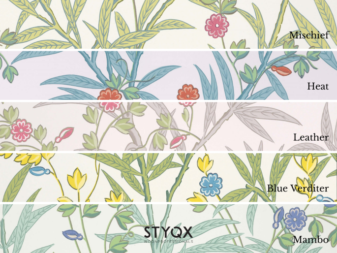 Little Greene Bamboo Floral - Blue Verditer