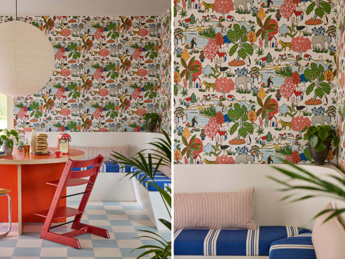 Little Greene papier peint Animal Kingdom Atomic ambiance détail