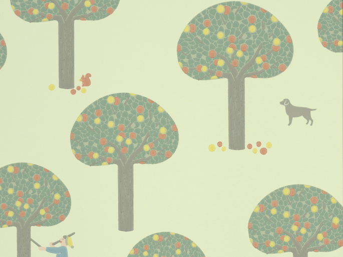Little Greene papier peint Rodney Street vert à petits pois