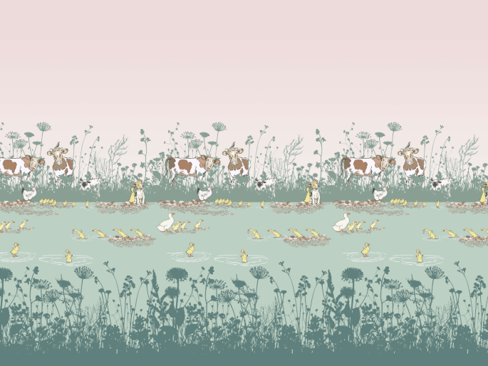 Little Greene papier peint Aventures au bord de la rivière Coin-coin